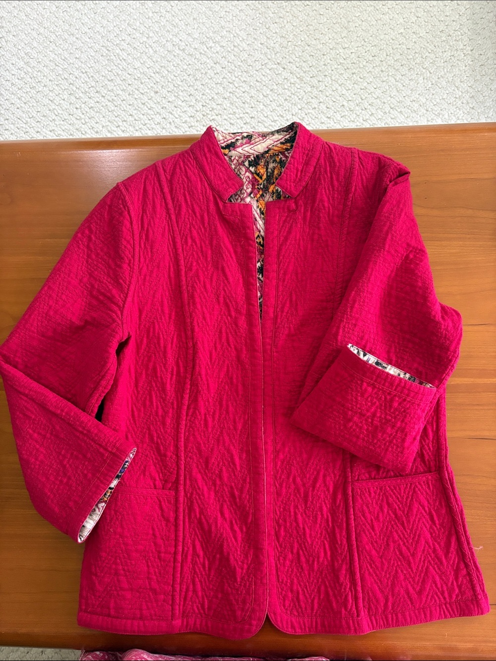 Women's reversible Quilted Hot Pink/tomato red NEW cotton Bomber Jacket.